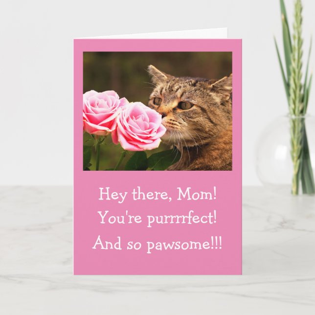 Cartes Pour Fêtes Annuelles Pour Maman Chat Et Fleurs Valentine (Devant)