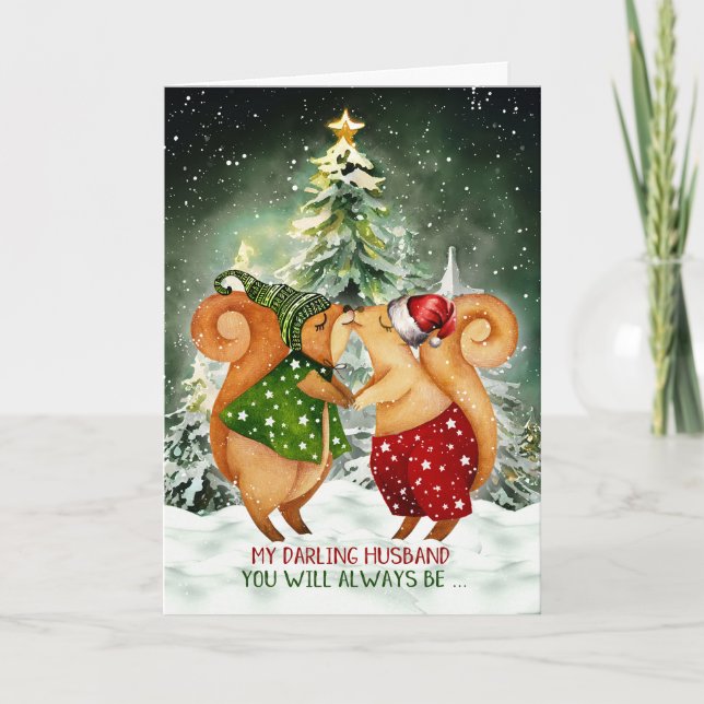 Cartes Pour Fêtes Annuelles pour mari Écureuil doux amour Noël (Devant)