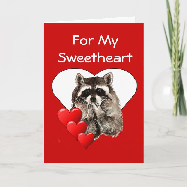 Cartes Pour Fêtes Annuelles Pour mon chéri le raton laveur embrasse Valentine (Devant)