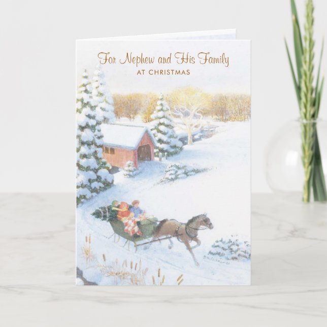Cartes Pour Fêtes Annuelles Pour Nephew et sa famille à Noël (Devant)