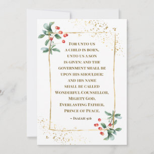 Cartes Pour Fêtes Annuelles Pour nous un enfant est né Bible Verse Noël Appart