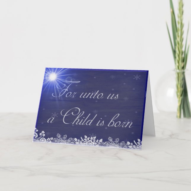 Cartes Pour Fêtes Annuelles Pour nous un enfant est né Noël personnalisé (Devant)