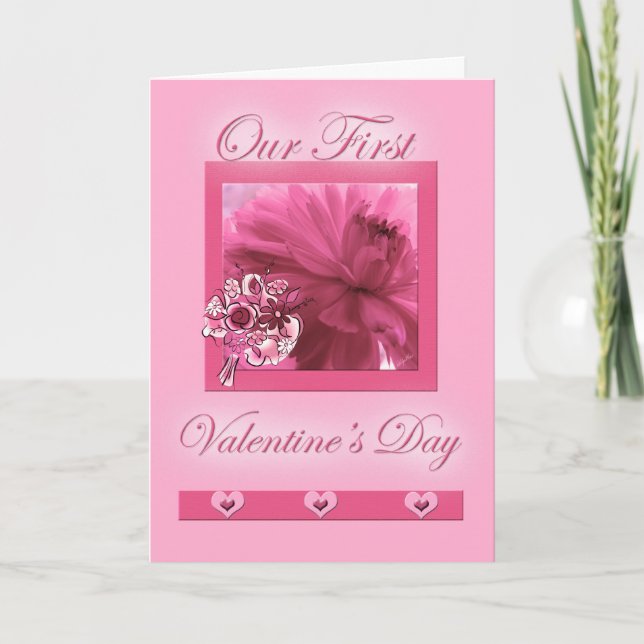 Cartes Pour Fêtes Annuelles pour partenaire à vie Premier Saint Valentin Pink  (Devant)
