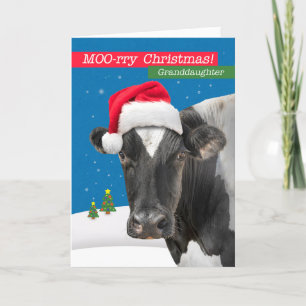 Cartes Pour Fêtes Annuelles Pour petite-fille Joyeux Noël Humour de vache drôl
