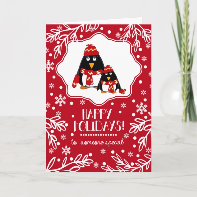 Cartes Pour Fêtes Annuelles Pour une personne spéciale à Noël. Petits pingouin (Devant)