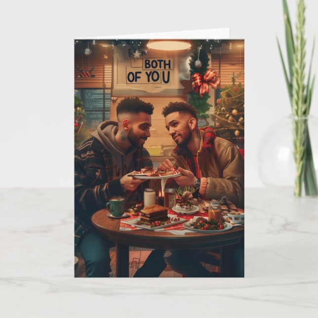 Cartes Pour Fêtes Annuelles Pour vous deux Art numérique de Noël LGBT (Devant)
