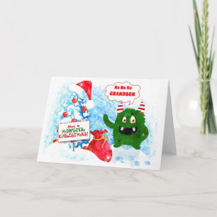 Cartes Pour Fêtes Annuelles pour Young Grandson Funny Monster Christmas