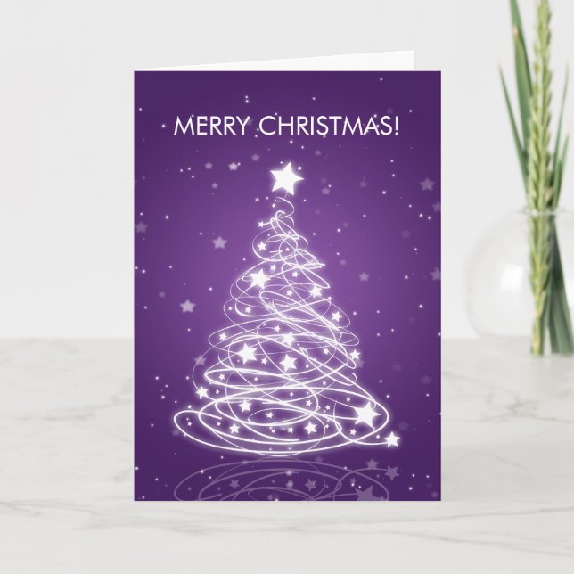 Cartes Pour Fêtes Annuelles Pourpre élégant de mod d'arbre de Joyeux Noël (Devant)