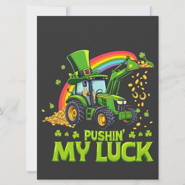 Cartes Pour Fêtes Annuelles Pousser ma chance Funny Excavateur St Patrick's Da (Devant)