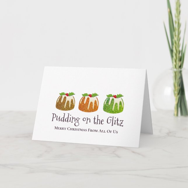 Cartes Pour Fêtes Annuelles POUSSER SUR LA GLITZ | Noël de l'entreprise (Devant)