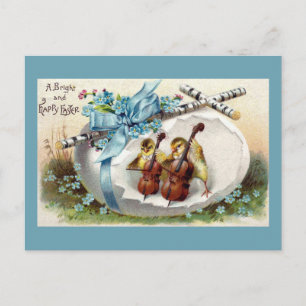 Cartes Pour Fêtes Annuelles Poussins avec les arcs et l'oeuf de pâques vintage