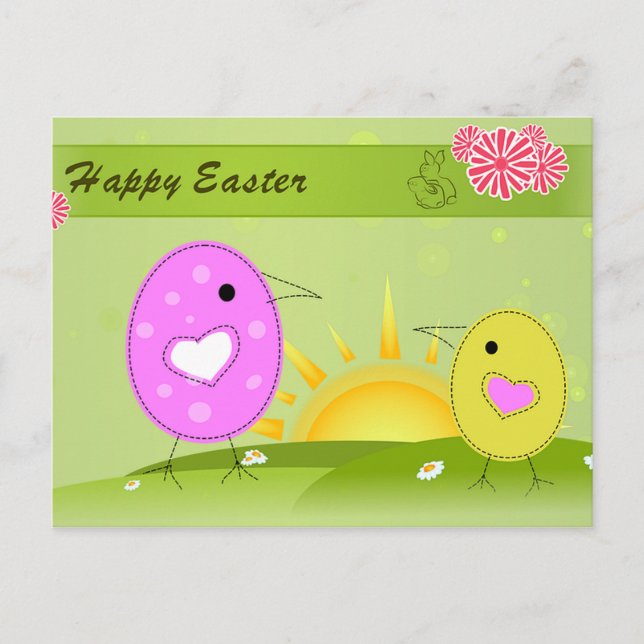 Cartes Pour Fêtes Annuelles Poussins de Pâques (Devant)