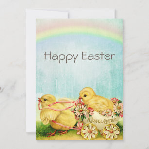 Cartes Pour Fêtes Annuelles Poussins de Pâques Rétro Vintage