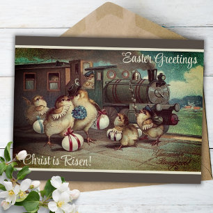 Cartes Pour Fêtes Annuelles Poussins de Pâques victoriens personnalisés chréti
