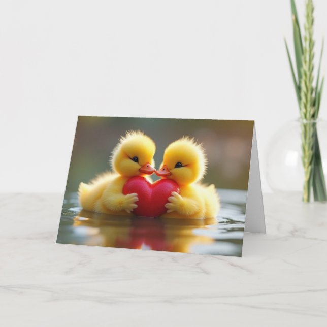 Cartes Pour Fêtes Annuelles Poussins mignons de la Saint-Valentin (Devant)