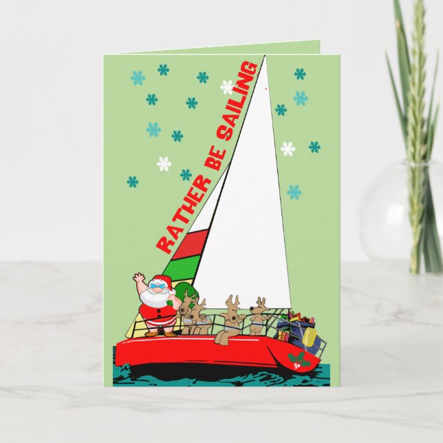 Cartes Pour Fêtes Annuelles Préférerais naviguer avec le Père Noël (Devant)