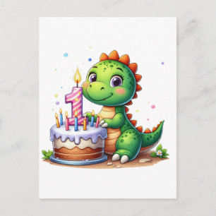 Cartes Pour Fêtes Annuelles Premier anniversaire de Dino