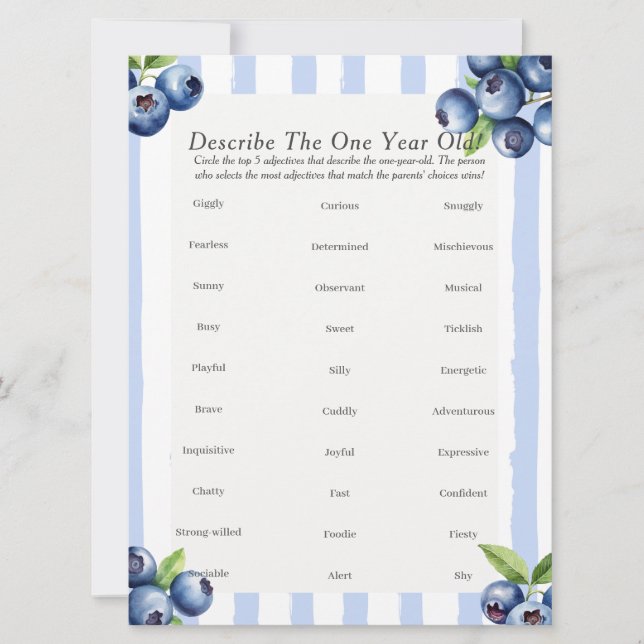 Cartes Pour Fêtes Annuelles Premier anniversaire Décrire Jeu de baies d'un an (Devant)