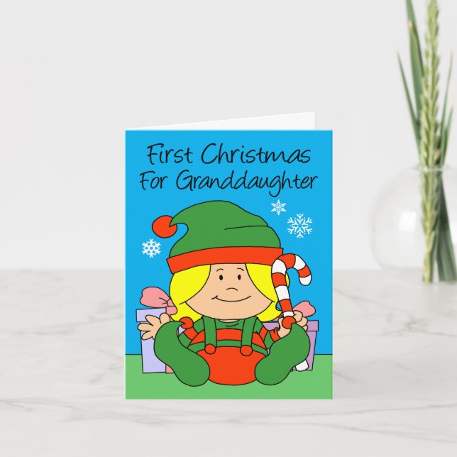 Cartes Pour Fêtes Annuelles Premier elfe de Noël de la petite-fille (Devant)