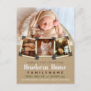 Cartes Pour Fêtes Annuelles Premier Instagram de Noël pour bébé Photos Burlap