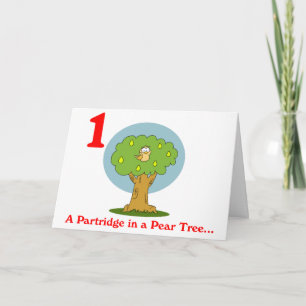 Cartes Pour Fêtes Annuelles Premier jour de Noël une perdrix dans un poirier