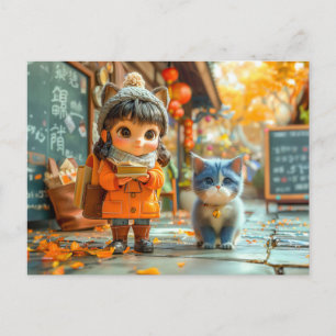 Cartes Pour Fêtes Annuelles Premier jour d'école avec mon chat