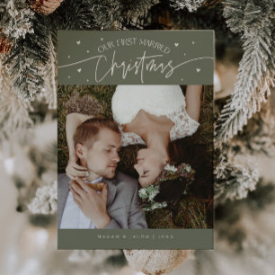 Cartes Pour Fêtes Annuelles Premier Marié Noël Nouveau Photo Sage Green