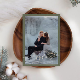 Cartes Pour Fêtes Annuelles Premier Marié Noël Nouveau Photo Sage Green
