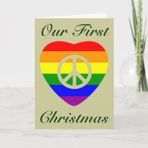 CARTES POUR FÊTES ANNUELLES PREMIER NOËL COMME MARIÉ GAY COUPLE