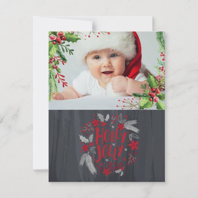 Cartes Pour Fêtes Annuelles Premier Noël de bébé, Baies sèches, Photo bébé (Devant)