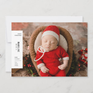 Cartes Pour Fêtes Annuelles Premier Noël de bébé, photo esthétique minimaliste