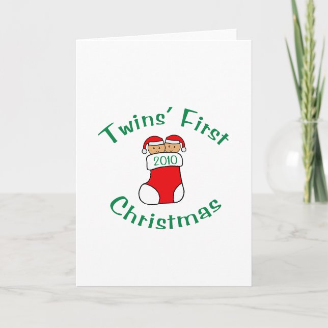 Cartes Pour Fêtes Annuelles Premier Noël de jumeaux (Devant)
