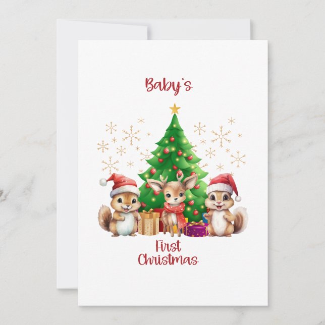 Cartes Pour Fêtes Annuelles Premier Noël du bébé. (Devant)