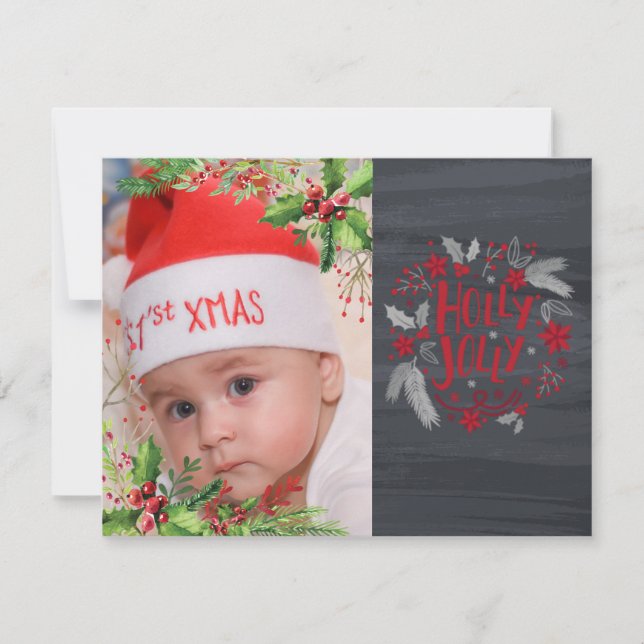Cartes Pour Fêtes Annuelles Premier Noël du bébé, Baies sèches, Photo (Devant)