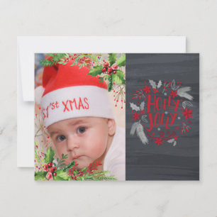 Cartes Pour Fêtes Annuelles Premier Noël du bébé, Baies sèches, Photo