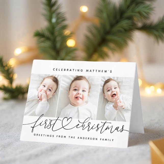 Cartes Pour Fêtes Annuelles Premier Noël du bébé moderne simple 3 photo (Créateur téléchargé)