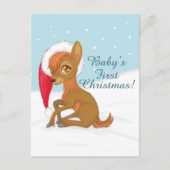 Cartes Pour Fêtes Annuelles Premier Noël du bébé (renne) (Devant)