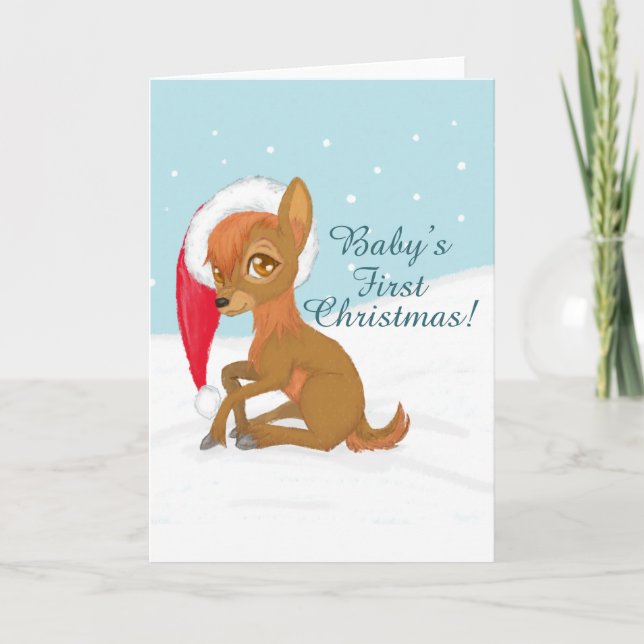 Cartes Pour Fêtes Annuelles Premier Noël du bébé (renne) (Devant)