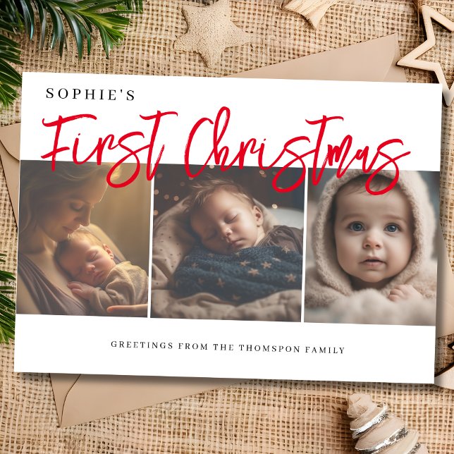 Cartes Pour Fêtes Annuelles Premier Noël élégant bébé photo personnalisée (Créateur téléchargé)