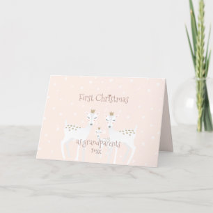 Cartes Pour Fêtes Annuelles Premier Noël en grands-parents - Joli cerf rose