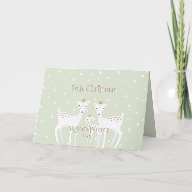 Cartes Pour Fêtes Annuelles Premier Noël en grands-parents - Mel Deer Green (Devant)