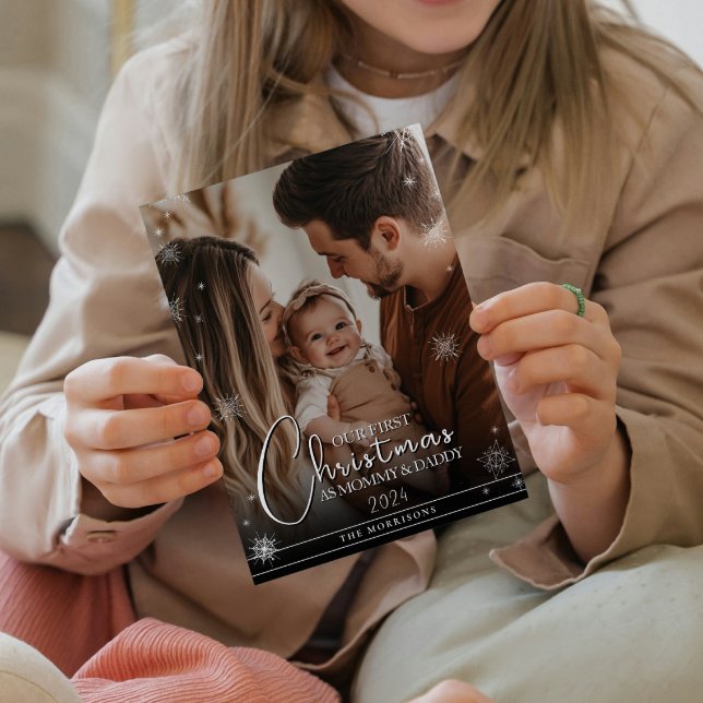 Cartes Pour Fêtes Annuelles Premier Noël en tant que parents Photo personnalis (Créateur téléchargé)
