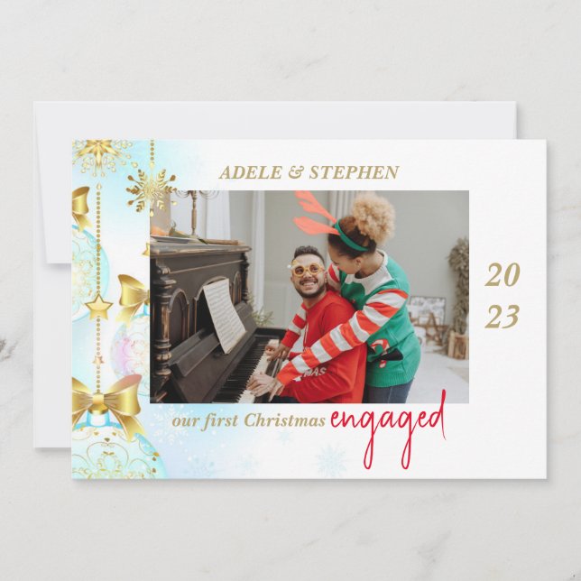 Cartes Pour Fêtes Annuelles Premier Noël Engagé Photo moderne Noël (Devant)