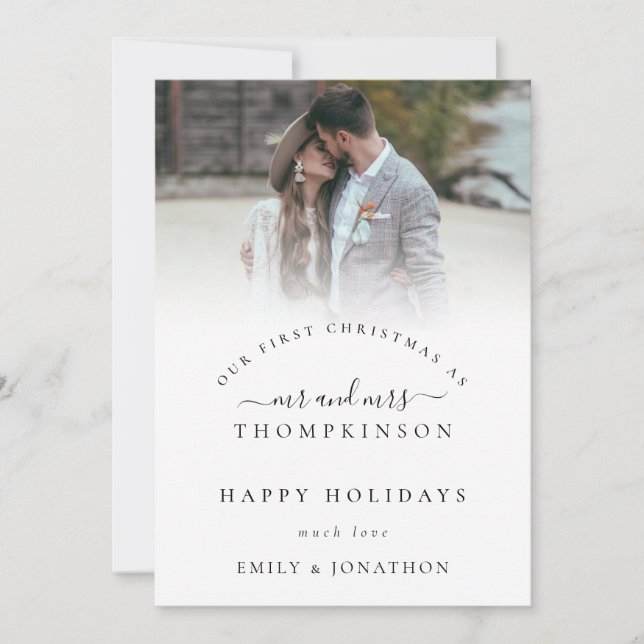 Cartes Pour Fêtes Annuelles Premier Noël M. Mme Noms de photos Fêtes (Devant)
