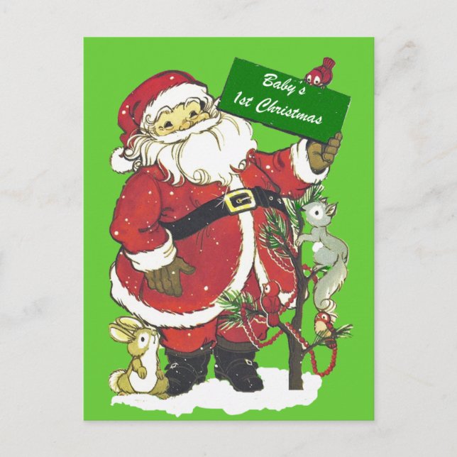 Cartes Pour Fêtes Annuelles Premier Noël Père Noël mignon du bébé (Devant)