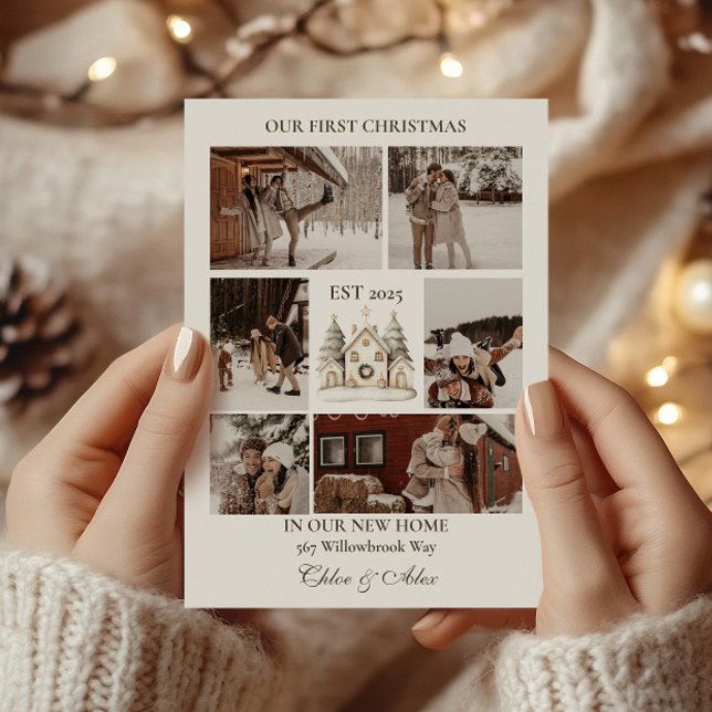 Cartes Pour Fêtes Annuelles Premier Noël rustique dans notre nouvelle maison (Créateur téléchargé)