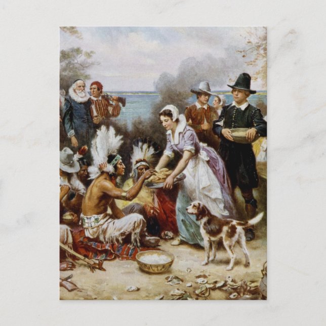 Cartes Pour Fêtes Annuelles Premier Thanksgiving (Devant)