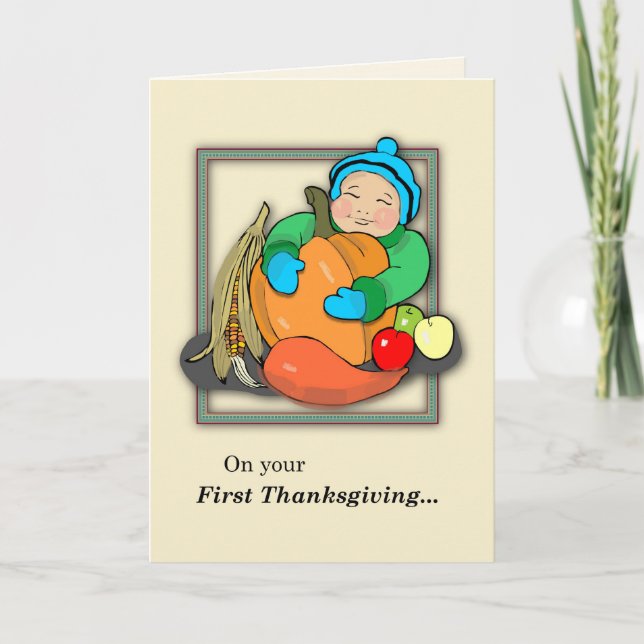 Cartes Pour Fêtes Annuelles Premier Thanksgiving pour bébé (Devant)