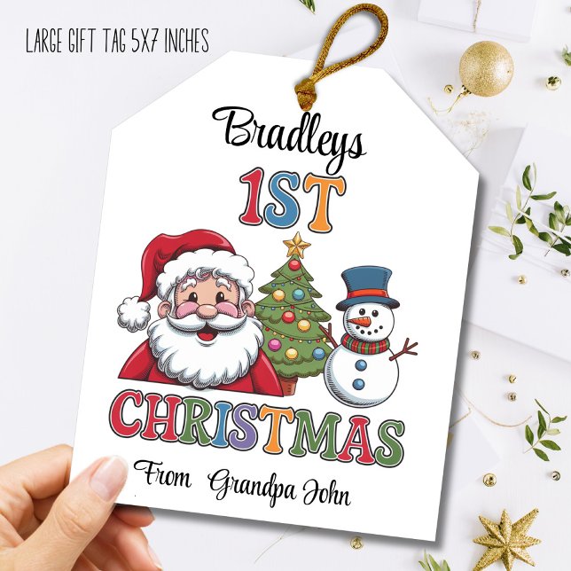 Cartes Pour Fêtes Annuelles Première étiquette cadeau de Noël (Créateur téléchargé)