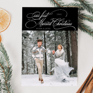 Cartes Pour Fêtes Annuelles Première Mariée Noël Nouvelle Photo Noir